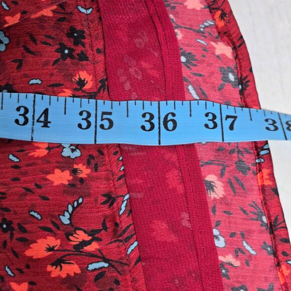 Lush Flowy‎ Floral Smocked Long Sleeve Dress in Wine L - Picture 8 of 8